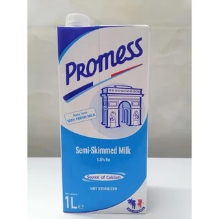 PROMESS [Hộp X/DƯƠNG 1 Lít] SỮA TƯƠI TIỆT TRÙNG ÍT BÉO [France] UHT Semi Skimmed Milk (halal)