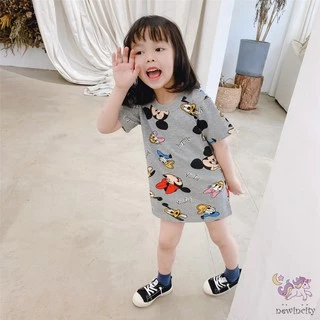 Đầm bé gái in hình chuột Mickey