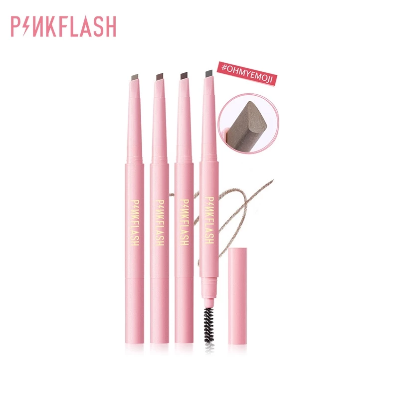 Bút kẻ lông mày PINKFLASH OhMyEmoji dễ tán chống nước giữ màu lên đến 8 tiếng tích hợp đầu cọ chải tiện dụng