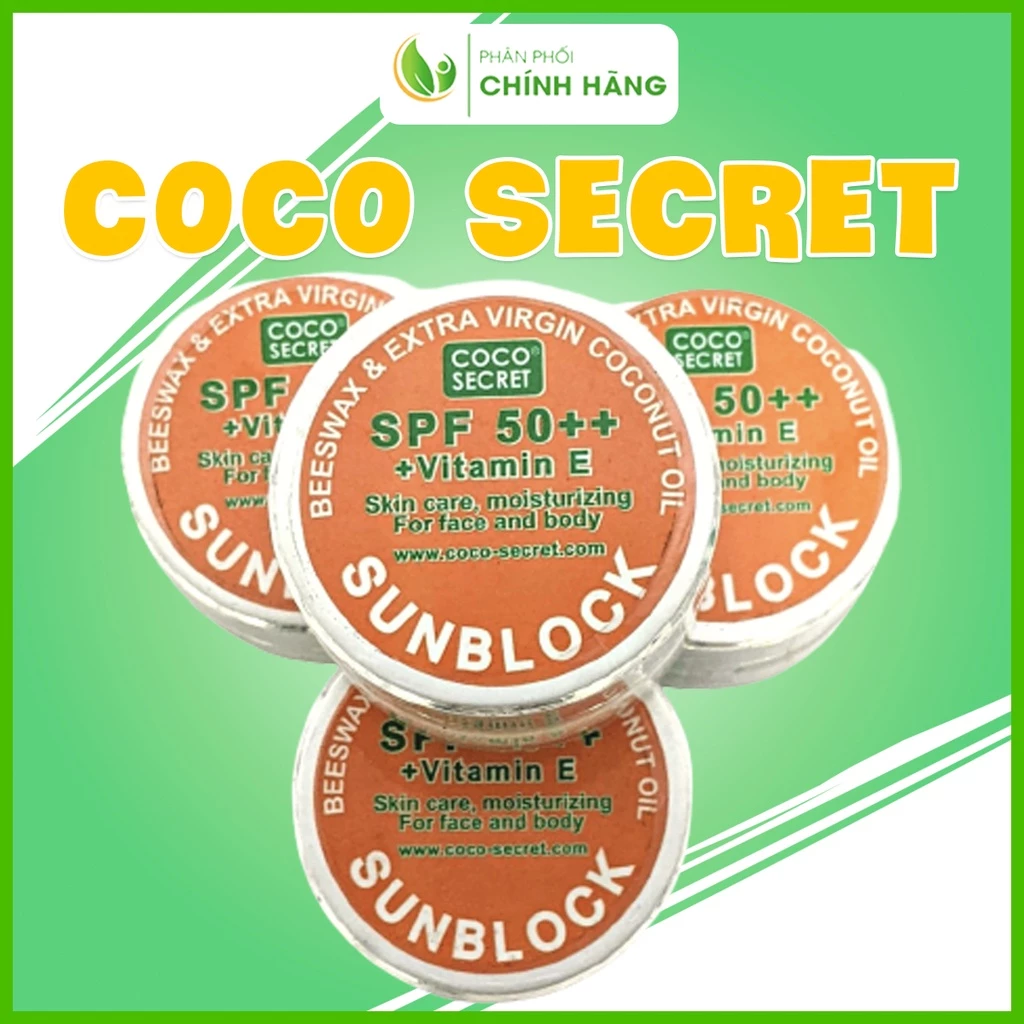 Kem chống nắng dầu dừa Coco Secret, kem chống nắng vật lý, kem dưỡng ẩm, KCN dầu dừa Bến Tre an toàn cho bà bầu