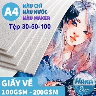 Giấy vẽ màu nước,màu chì,maker A4,A5 (Xấp 30-100 tờ) Chất giấy dày đẹp