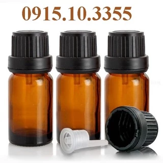 (BAO SỈ SLL  1.65k/chai) 1 Vỏ Chai lọ 10ml - 5ml  đựng tinh dầu thủy tinh nâu, nắp nhựa đen ,có nhỏ giọt