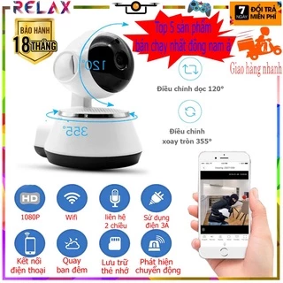 Máy quay giám sát gia đình xoay 360 độ WIFI-360 kết nối điện thoại, Camera an ninh 1080p HD 2 chế độ quay ngày đêm