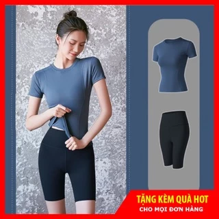 Bộ Đồ Tập GYM Nữ Áo Thun và Quần Short Thể Thao, Set Quần Áo Tập GYM YOGA Nữ GYM-Fashion