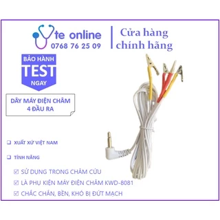 Dây máy điện châm 4 đầu giắt cắm tròn 3.5mm | Dùng cho các loại máy điện châm | Châm cứu