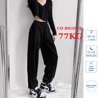 Quần Nỉ Nữ BIGSIZE Bo Gấu Dáng Thể Thao Ống Rộng,Quần Jogger ống bom unisex