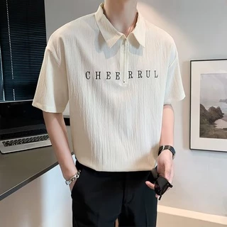 Áo Thun Polo Ngắn Tay In Chữ Phong Cách Hàn Quốc Cho Nam Simple Fashion áo phông rộng áo thun nam tay lỡ from rộng áo kiểu Nam lụa bigsize áo thun nam có cổ