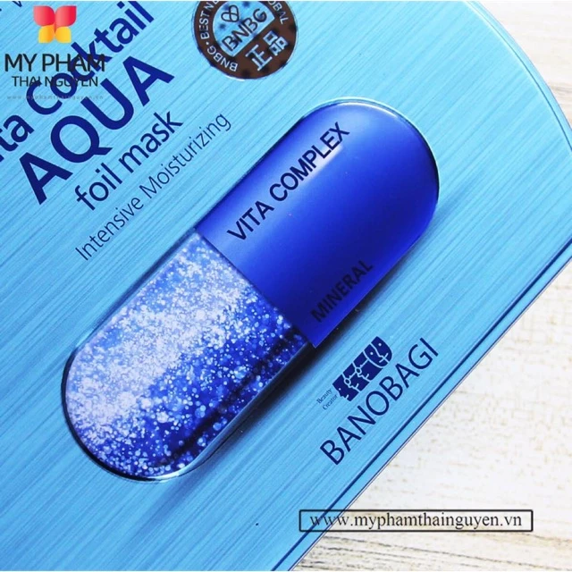 Mặt nạ giấy thiếc vita cocktail Aqua - màu xanh dương - Banobagi - hàn quốc