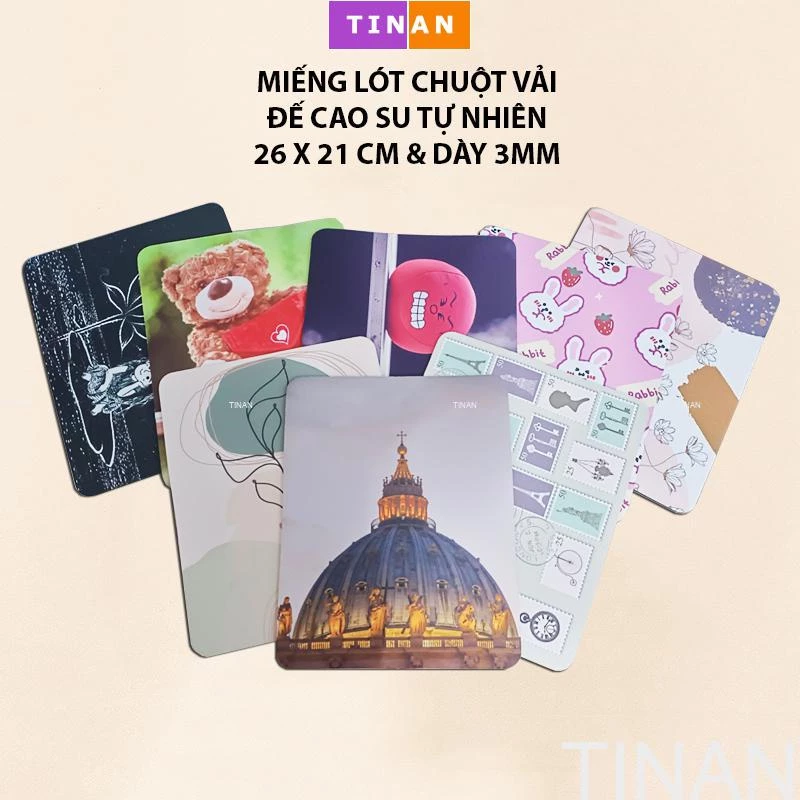 Miếng Lót Chuột Vải Nhiều Hình Đẹp, Đế Cao Su Chống Trượt, Mousepad Mềm Dày (Hình Tự Chụp)
