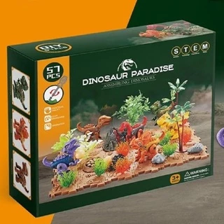 ĐỒ CHƠI BÔ 6 KHỦNG LONG LẮP GHÉP DINOSAUR PARADISE KÈM CÂY CỐI