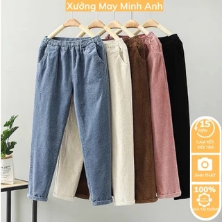 QUẦN NHUNG TĂM NỮ CẠP THUN KIỂU DÁNG BAGGY HÀN MA 70