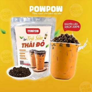 Set nguyên liệu pha trà sữa thái đỏ tự nấu POWPOW - nấu được 15 - 20 ly