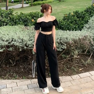 Quần tây ống rộng nữ công sở cạp lưng cao form hack chiều dài chân - KOOKY HOUSE - QUẦN HACKER PANTS