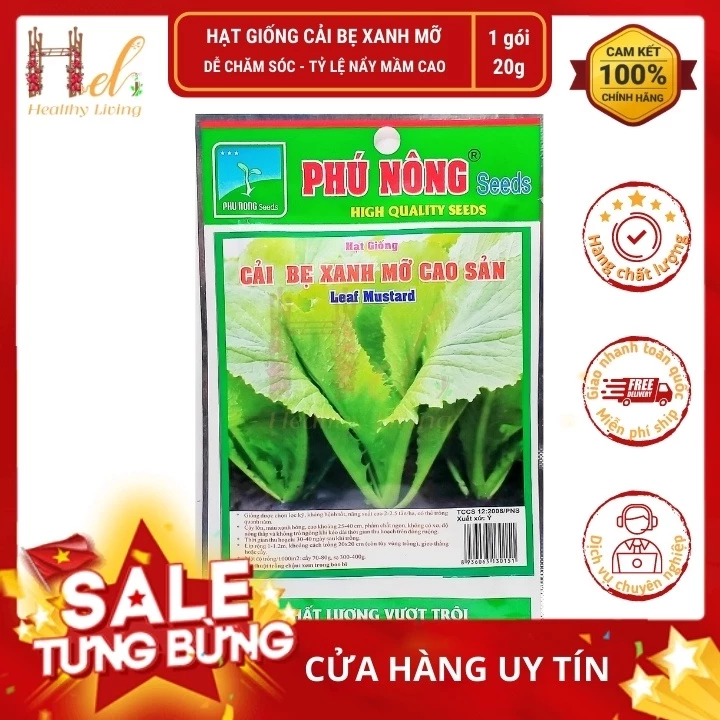 Hạt Giống Cải Bẹ Xanh Mỡ Cao Sản Dễ Trồng - Trồng Hạt Giống Rau Củ Quả Bằng Đất Sạch, Xơ Dừa, Mùn Dừa, Phân Bón Hữu Cơ