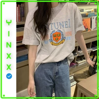 Áo thun tay lỡ form rộng Oversize Yinxx, áo phông Unisex nam nữ màu xám ATL46