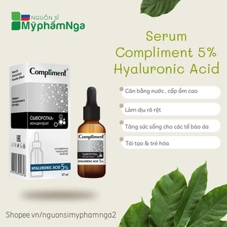 Serum Compliment 5% Hyaluronic Acid Cấp ẩm, Tái tạo, Giảm lão hóa