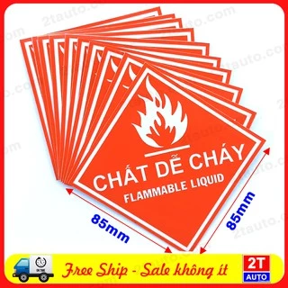 BỘ 2 LOGO STICKER TEM CHẤT DỄ CHÁY FLAMMABLE LIQUID CHẤT LỎNG DỄ BẮT LỬA