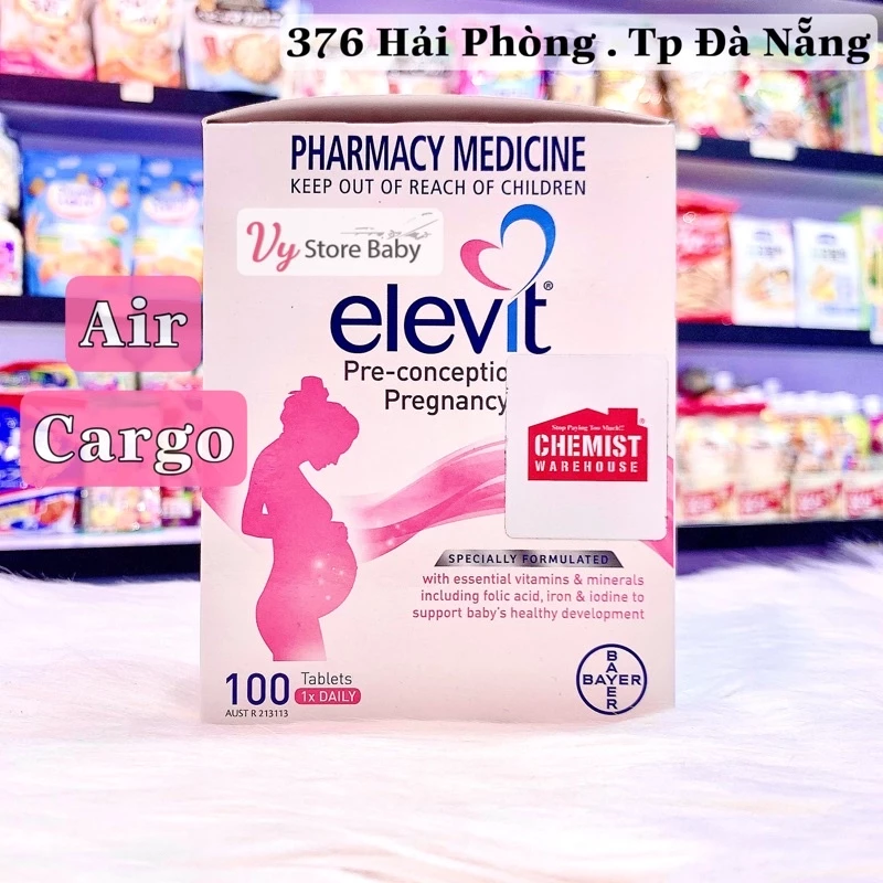 ELEVIT Bầu DATE 2025 MẪU MỚI VITAMIN TỔNG HỢP cho bà bầu 100 viên