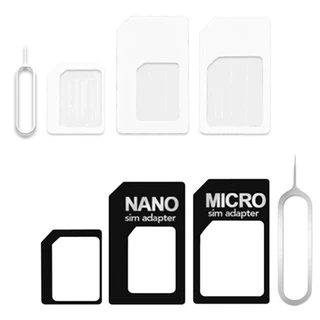 Trái 4 trong 1 Chuyển đổi Thẻ Sim Nano sang Bộ chuyển đổi tiêu chuẩn Micro Sim sang Bộ công cụ kích thước tiêu chuẩn