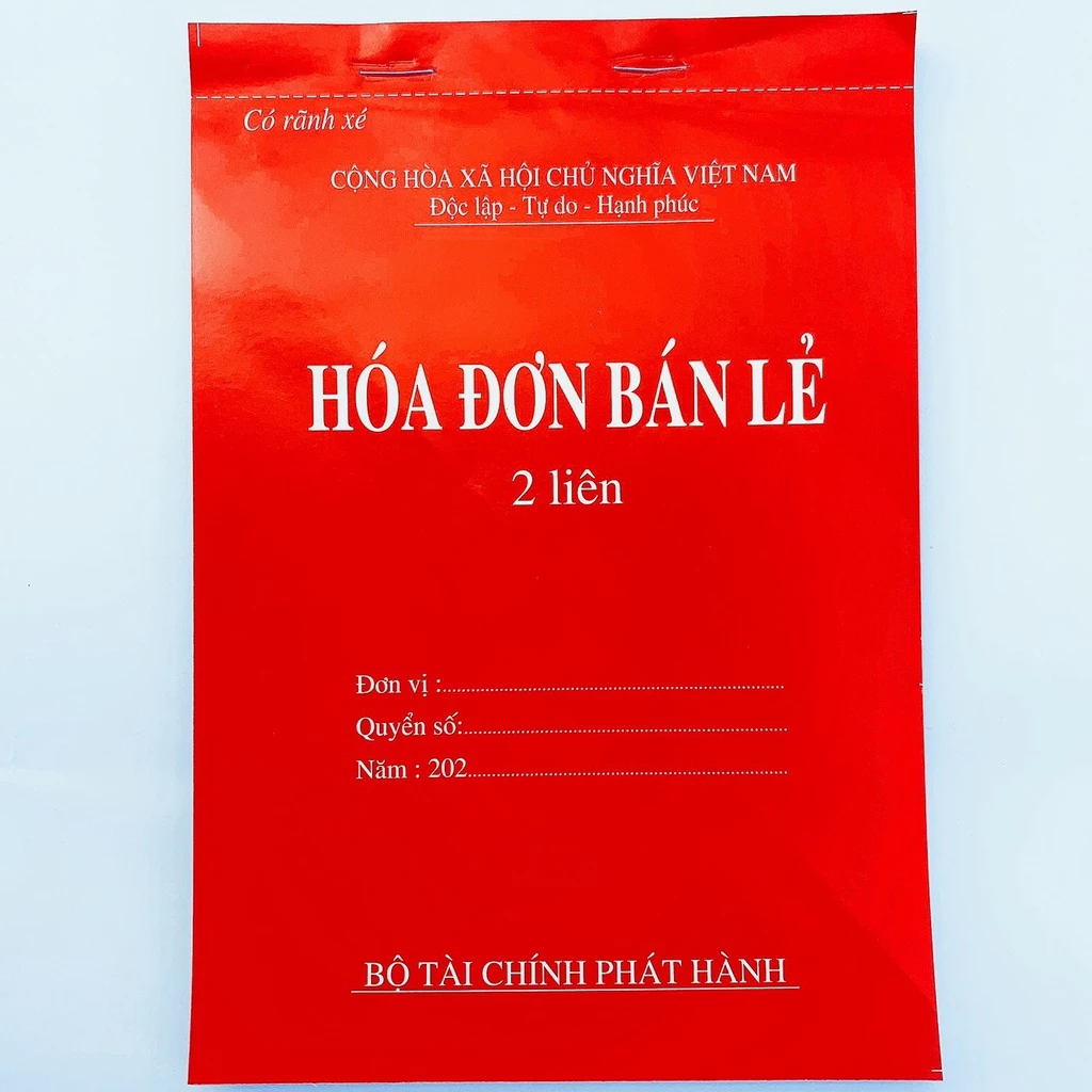 Hóa đơn bán lẻ 2 liên A4 60 tờ - 100 tờ