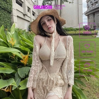 Set bikini ren lưới đồ bơi nữ 3 món sexy đi biển kín đáo thời trang cao cấp GALASSIA