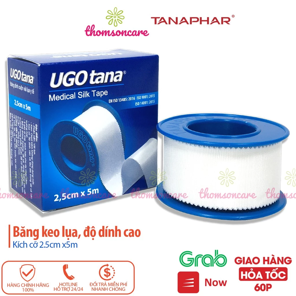 Băng dính vải y tế UGOTANA - bản nhỡ 2,5cm x dài 5m - băng keo mềm sơ cứu vết thương