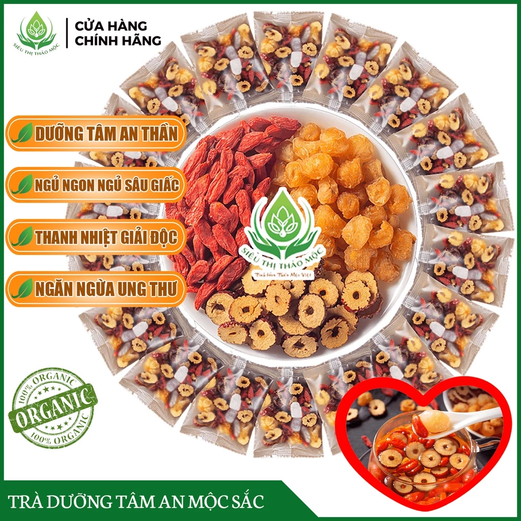 ✅[CHÍNH HÃNG] Trà Dưỡng Tâm Mộc Sắc Gồm Long Nhãn, Kỳ Tử, Táo Đỏ Giúp An Thần, Dưỡng Tâm, Ngủ Ngon