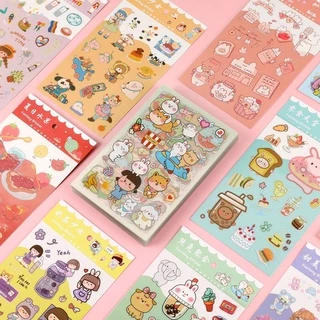 Set 6 tấm sticker PET mẫu trong hình lớn cute mẫu mới