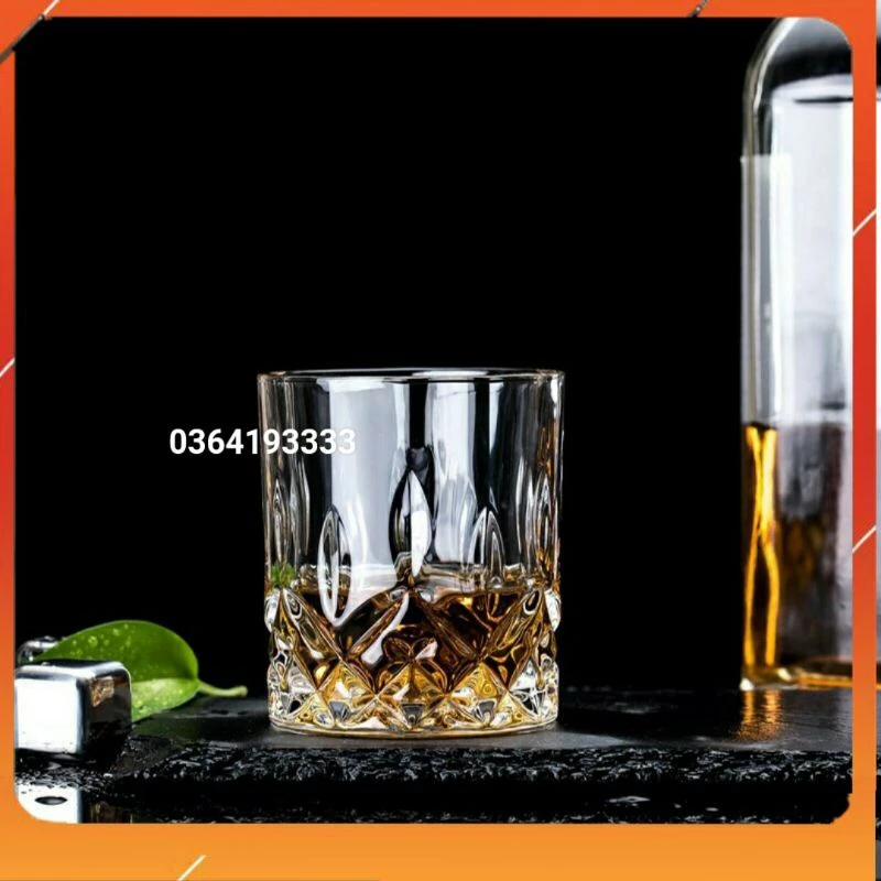 Cốc Thủy Tinh Uống Rượu Đáy Kim Cương Ly thủy tinh cafe trà đá 220ml 6 cái