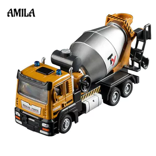 Mô hình xe trộn xi măng công trường AMILA đồ chơi kích thước lớn dành cho bé trai