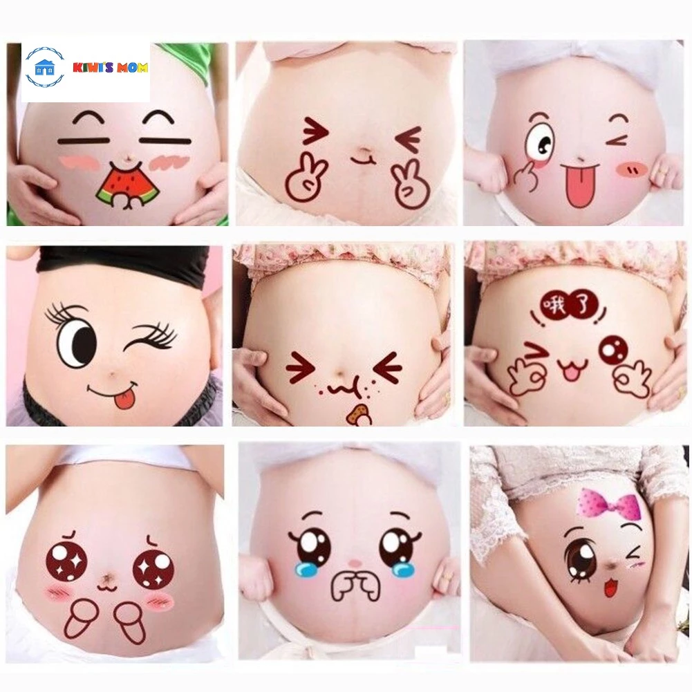 Set 5 Hình dán Bụng Bầu dễ thương Kiwi's mom - chống nước, dùng nhiều lần