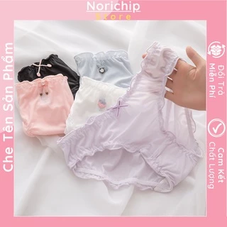 Quần lót cotton nữ cạp nhún đính nơ siêu dễ thương NORICHIP Quần lót nữ chất liệu thun cotton viền bèo đính nơ gợi cảm.