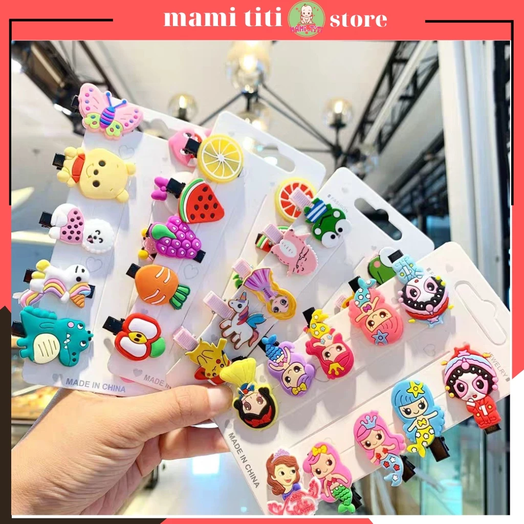 kẹp tóc cho bé gái, SET 10 KẸP TÓC HOẠT HÌNH CHO BÉ SIÊU CUTE - MAMI.TITI