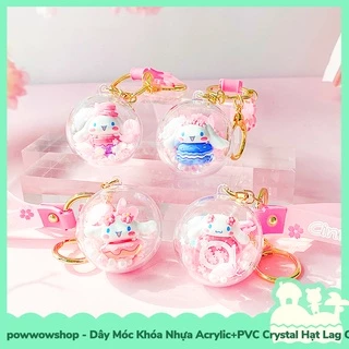 [Sẵn VN - Hỏa Tốc] Dây Móc Khóa Nhựa Trong Suốt Crystal Acrylic + PVC Mẫu Cinnamoroll Snow Sphere