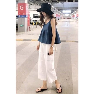 quần culottes cúc khóa dáng lỡ kiểu nhật chất đũi