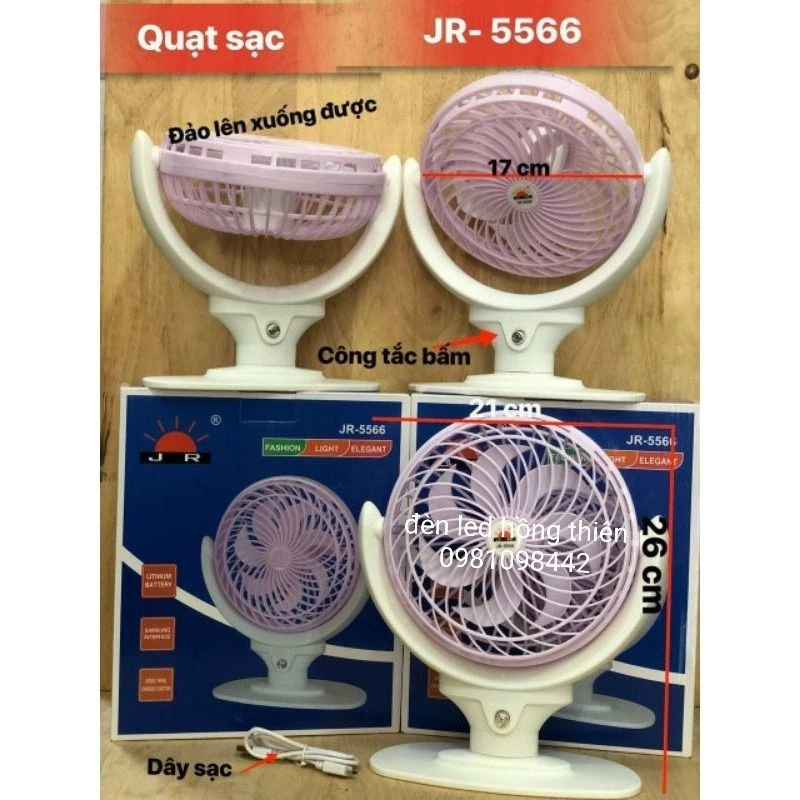 QUẠT ĐỂ BÀN SẠC TÍCH ĐIỆN – SIÊU MÁT– JR-5566