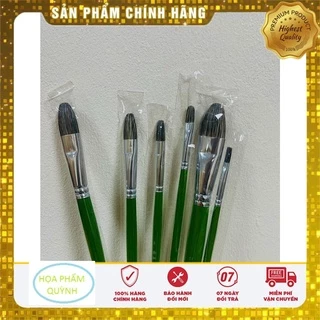 BỘ CỌ VẼ  lông chồn CÁN XANH ĐẦU TRÒN  Bộ 6  cây vẽ sơn Acrylic, Sơn dầu, màu nước