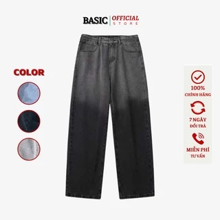 Quần jean nam BASIC ống suông rộng dáng baggy Wash 2 màu đen, xám