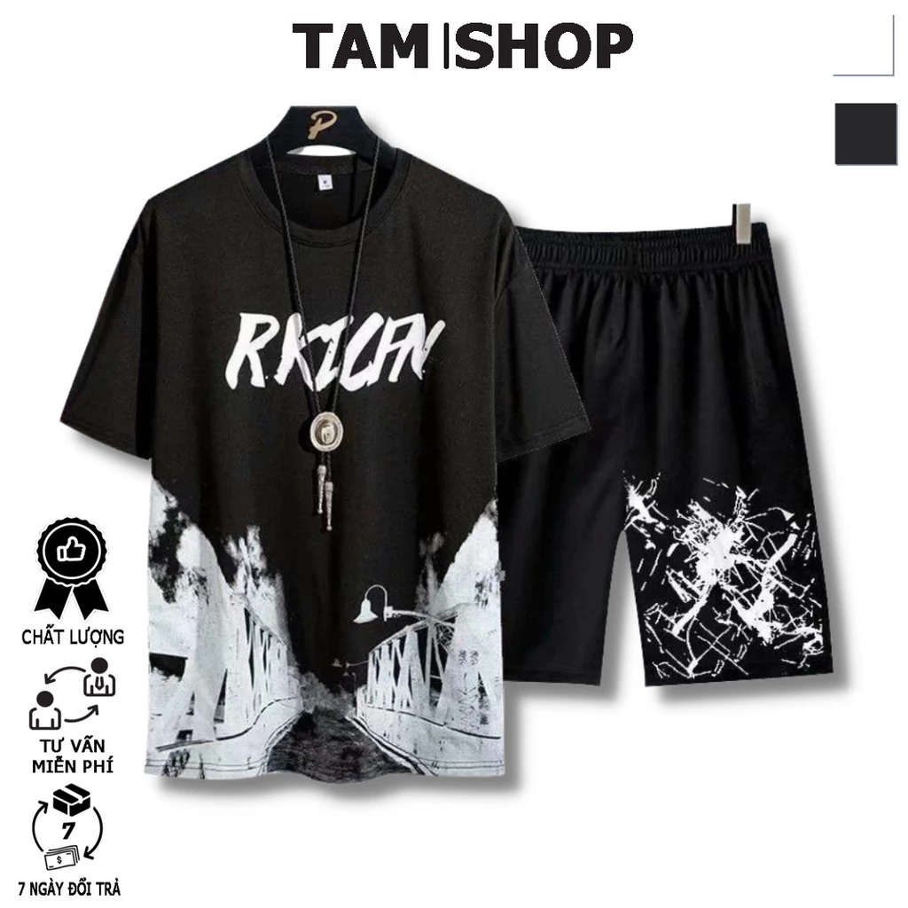 Bộ Thể Thao RKICFN - Nguyên Sét Đồ Mặc Nhà Nam Nữ - Quần Áo Đùi Cọc tay Chất Thun Mát Cây Cầu BC