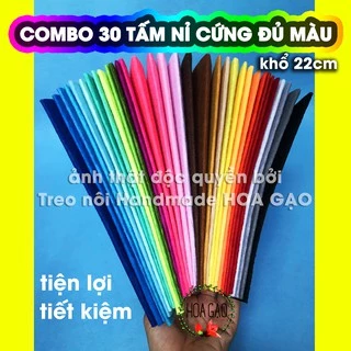 Set vải nỉ cứng làm đồ handmade, dạ cứng combo 30 tấm 30 màu khổ 22*22 cm làm treo nôi thủ công