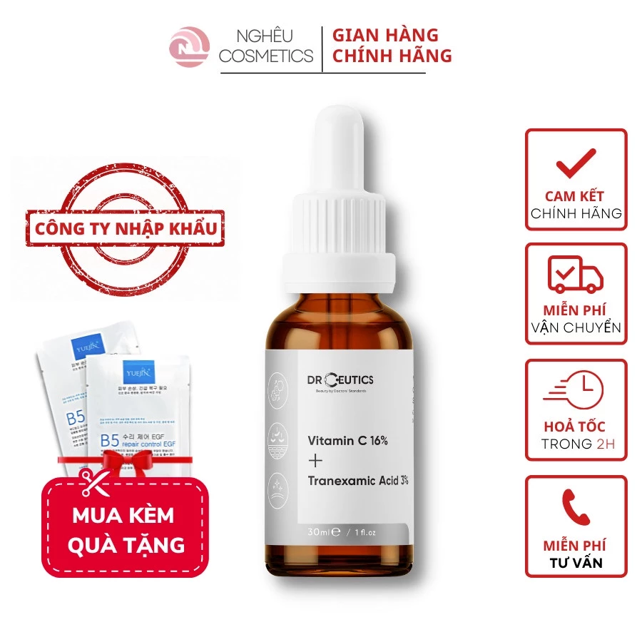 DrCeutics VitaminC 16% + Tranexamic Acid 3% Tinh Chất Giảm Thâm Nám, Làm Trắng Da Chống Lão Hoá Nhập Khẩu Chính Hãng