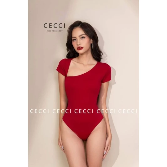 BODYSUIT CỔ CHÉO ĐỎ ĐÔ