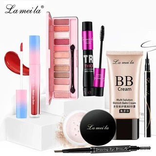 Bộ trang điểm đầy đủ LAMEILA 7 món Kem BB, Phấn phủ, Phấn mắt, Mascara, Chì kẻ mày, Kẻ mắt, Son kem