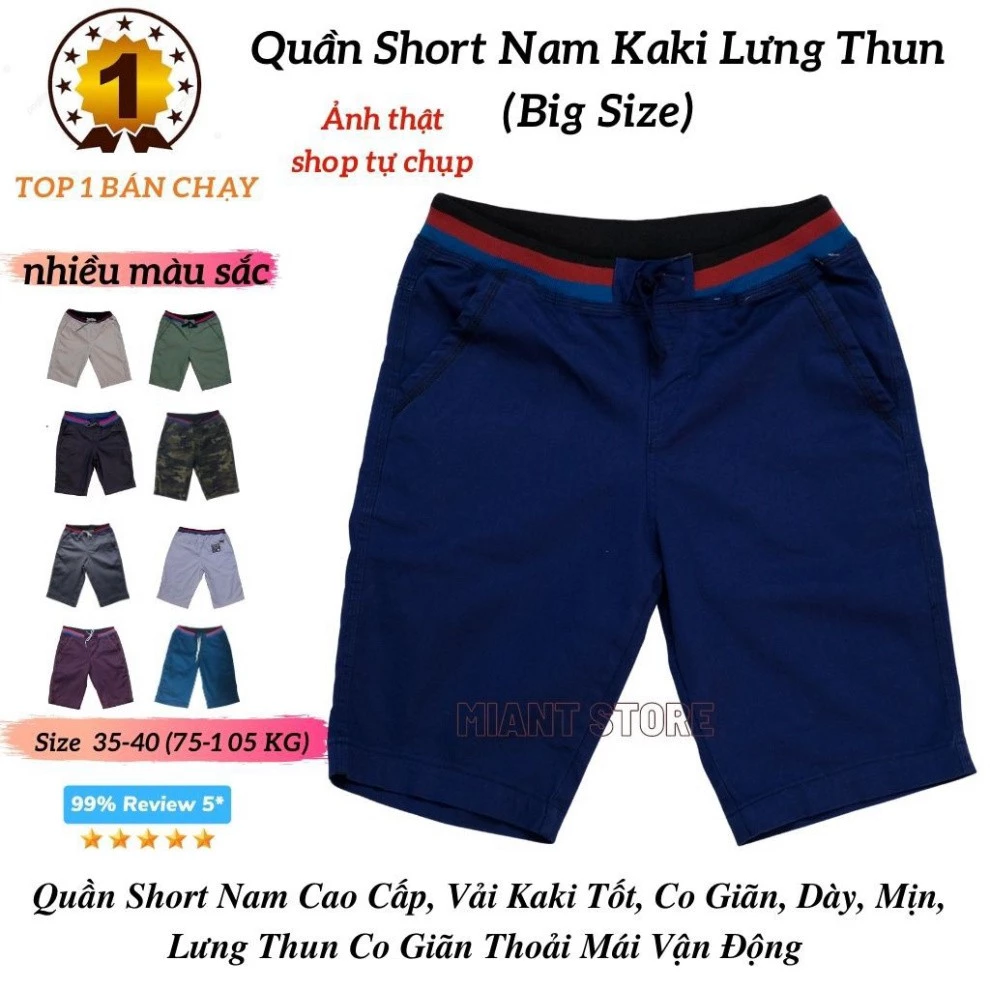 (Giá Sỉ)(Big Size) Quần Short Nam Kaki Lưng Thun, Quần Short Kaki Nam Chất Co Giãn