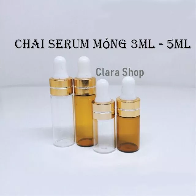Chai tinh dầu thủy tinh bóp giọt 3ml, 5ml | Chai chiết serum