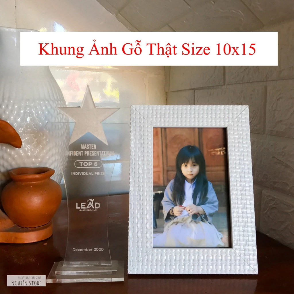 [FREE SHIP] Khung Ảnh Size 10x15 Gỗ Thật Để Bàn Kèm In Và Chỉnh Ảnh