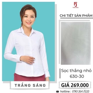 Áo Thái Hòa 630-30-01 màu trắng sọc nhuyễn mềm mịn