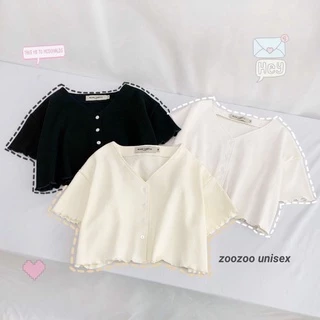 Áo Croptop Nữ Bèo Cổ V SIRI Tay Ngắn Form Rộng Ulzzang zoozoo.unisex