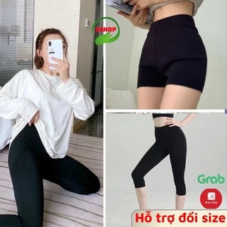 Quần legging nữ lửng đùi dài ngố ngắn cạp cao nâng mông giá rẻ bigsize có túi co giãn ESHOP QL02