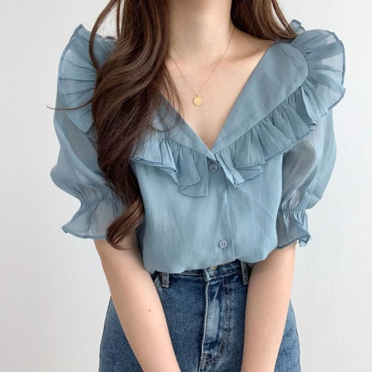 Áo Sơ Mi Chiffon Tay Phồng Thời Trang Dành Cho Nữ